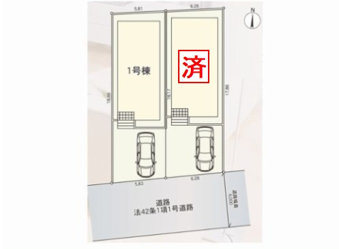 【仲介手数料０円】厚木市妻田西第15　新築一戸建て　全2棟の区画図|厚木市妻田西第15　新築一戸建て　全2棟