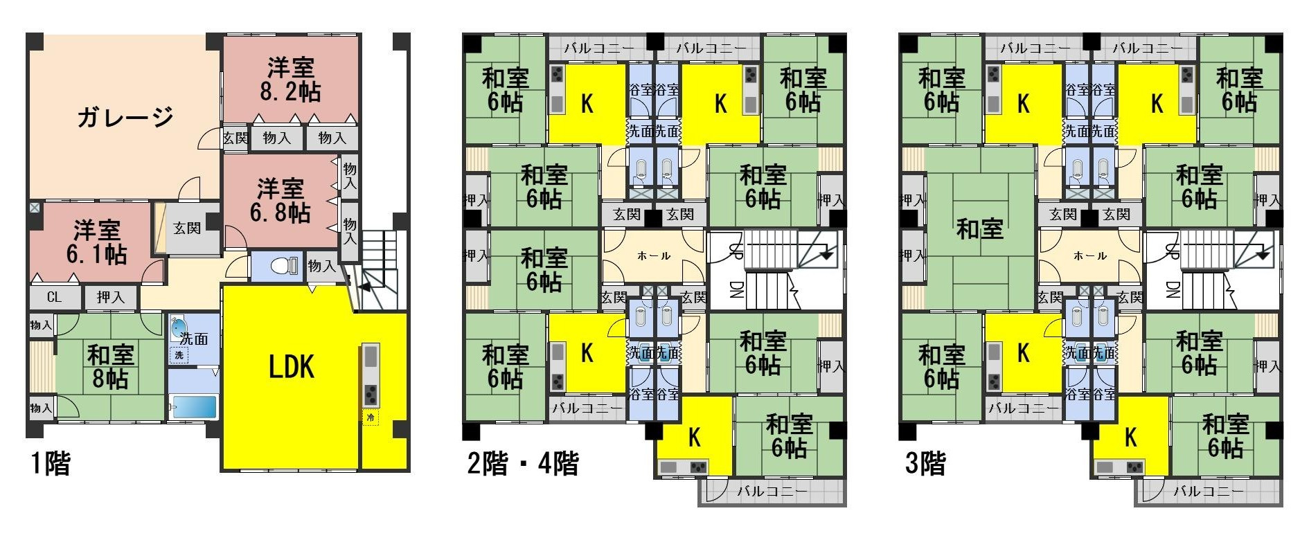 ６６９４３　岐阜市早田本町3丁目売アパートの間取り