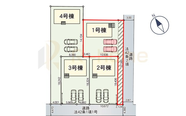那珂市杉第3　新築戸建て　1号棟の区画図|大きなお買い物だからこそ、メリット・デメリットを伝えさせて頂きます。
R-homeにお任せください♪