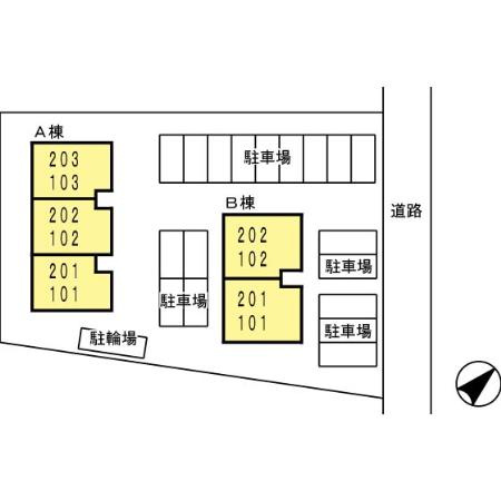 ファミーユ石田Ⅱ　A棟の区画図