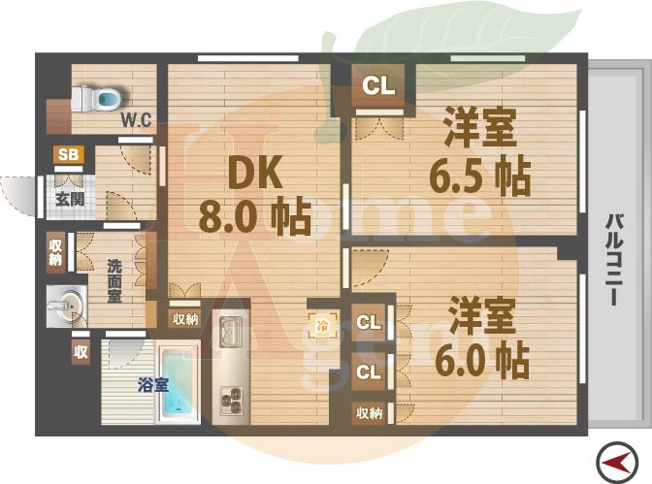 【間取り】 | ルーブル都立家政六番館 | 2DKのお部屋です。