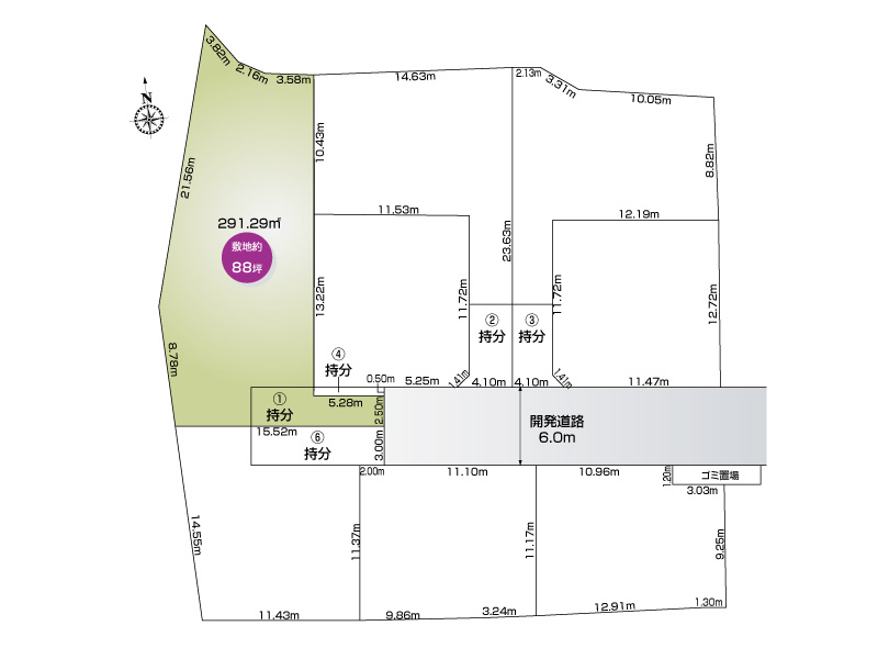 北本市　本町4丁目　1号地　区割り図