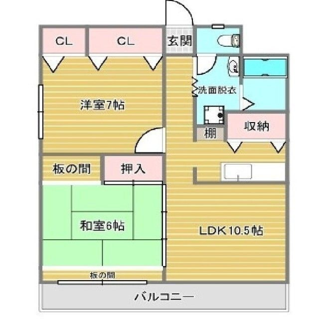 熊本市中央区水前寺２丁目の賃貸マンションの間取り