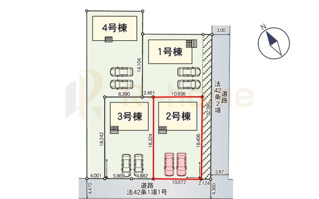 那珂市杉第3　新築戸建て　2号棟の区画図|大きなお買い物だからこそ、メリット・デメリットを伝えさせて頂きます。
R-homeにお任せください♪