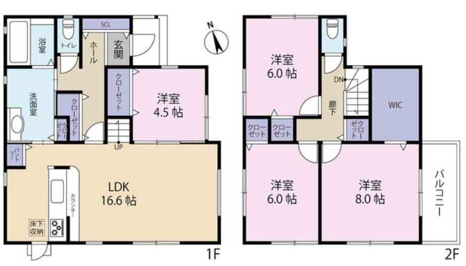 姫路市北原　中古戸建の間取り|4LDK＋WIC＋SCLです。
