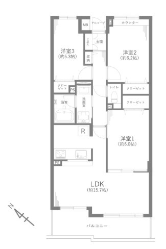 ヴィルヌーブ川越　中古マンション　4階の間取り|6/2撮影