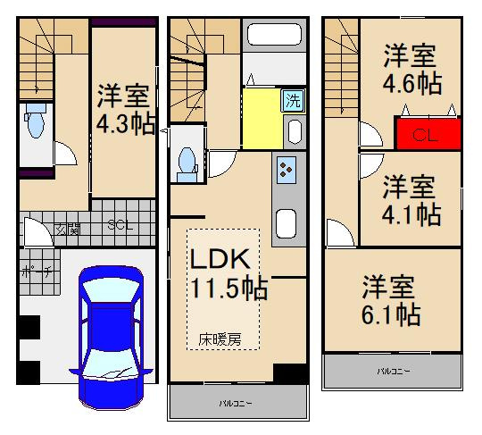 【間取り】 | 津守1丁目新築戸建て