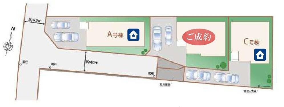 府中市本宿町4丁目　南武線　西府駅　新築戸建の区画図