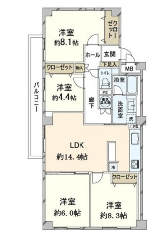 愛宕ビューハイツの間取り|エレベーター停止階