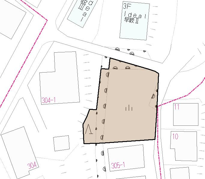 陣の内町162坪土地の土地図