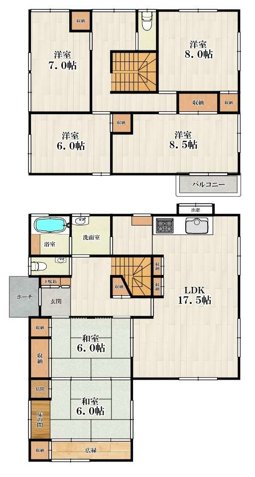 加古川市加古川町木村　中古戸建の間取り|6LDKです。