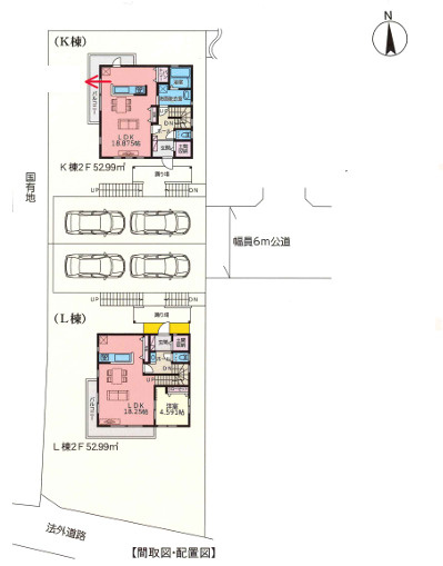藤沢市西富第3期　新築戸建　全2棟K棟の区画図