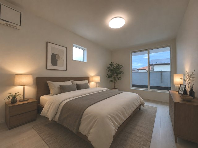 あきる野市下代継　新築戸建全1棟の居間・リビング|【洋室2】広々7.5帖！！※家具はCGイメージです。