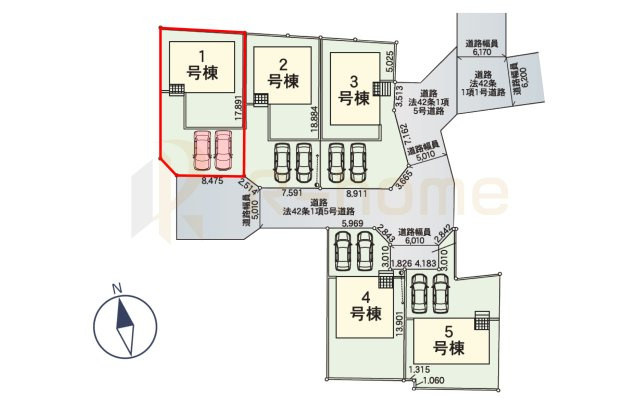水戸市平須町第8　新築戸建て　1号棟の区画図|大きなお買い物だからこそ、メリット・デメリットを伝えさせて頂きます。
R-homeにお任せください♪