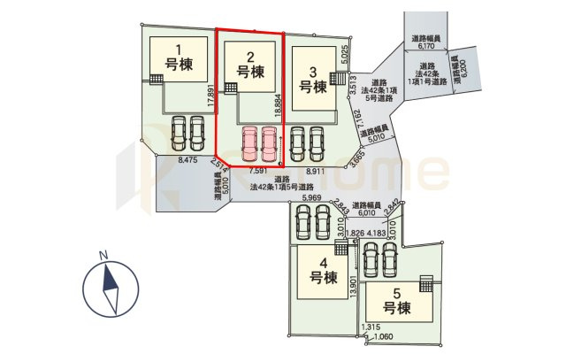 水戸市平須町第8　新築戸建て　2号棟の区画図|大きなお買い物だからこそ、メリット・デメリットを伝えさせて頂きます。
R-homeにお任せください♪