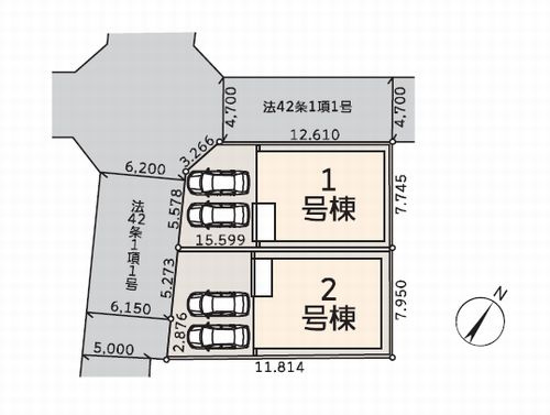 【区画図】 | 【仲介手数料０円】相模原市中央区光が丘3丁目　新築一戸建て　全2棟 | 相模原市中央区光が丘3丁目　新築一戸建て　全2棟