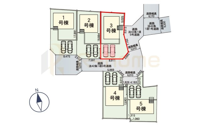 水戸市平須町第8　新築戸建て　3号棟の区画図|大きなお買い物だからこそ、メリット・デメリットを伝えさせて頂きます。
R-homeにお任せください♪