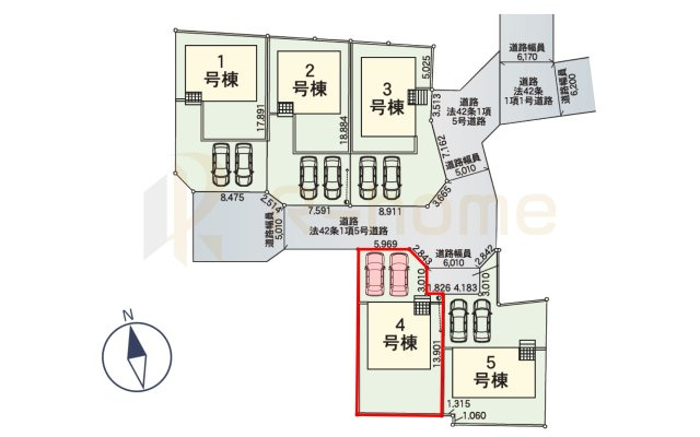 水戸市平須町第8　新築戸建て　4号棟の区画図|大きなお買い物だからこそ、メリット・デメリットを伝えさせて頂きます。
R-homeにお任せください♪
