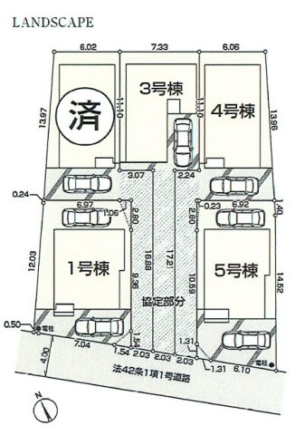 昭島市拝島町1丁目　新築戸建全5棟の区画図