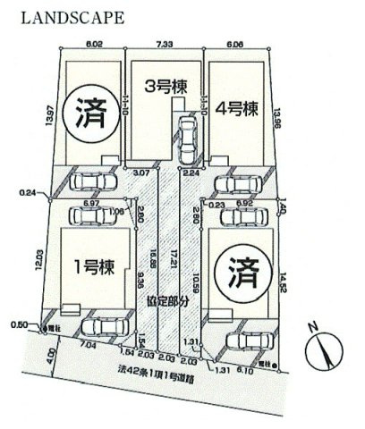 昭島市拝島町1丁目　新築戸建全5棟の区画図