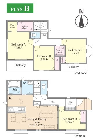 松戸市松飛台新築戸建の外観パース|完成予想図