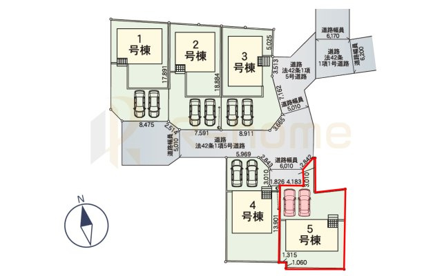 水戸市平須町第8　新築戸建て　5号棟の区画図|大きなお買い物だからこそ、メリット・デメリットを伝えさせて頂きます。
R-homeにお任せください♪