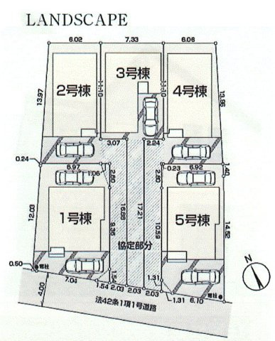 昭島市拝島町1丁目　新築戸建全5棟の区画図