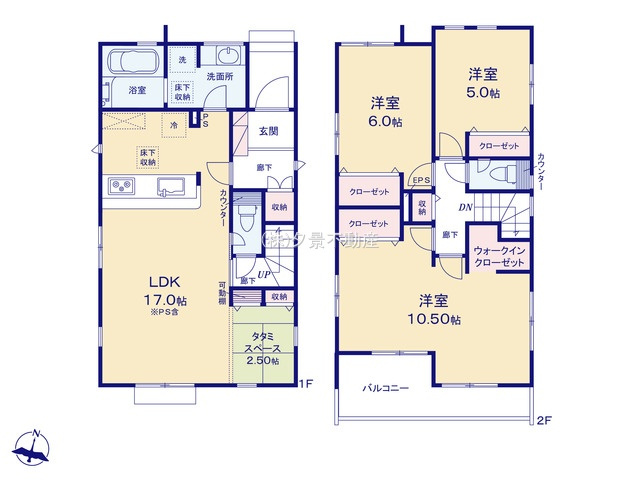 《仲介手数料無料》久喜市栗原４丁目12-5新築一戸建てブルーミングガーデンの間取り