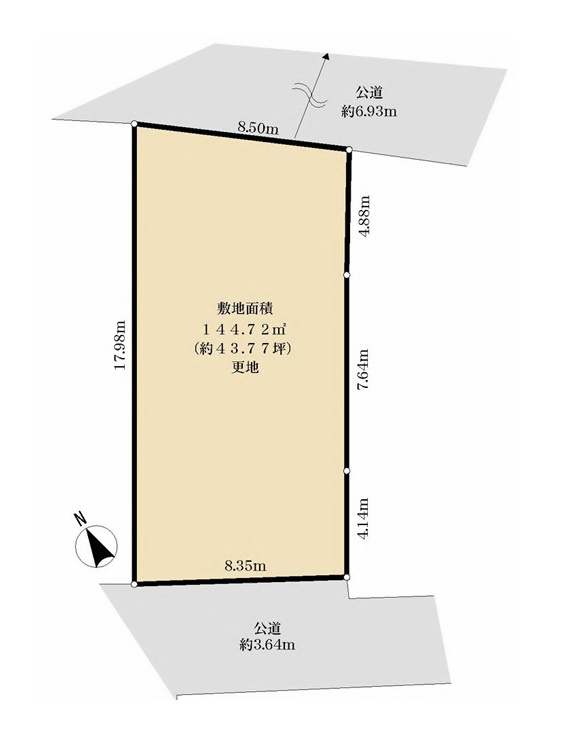 【サンスターホーム現地販売物件】青梅市長淵1丁目　建築条件なし売地　土地面積40坪超えの土地図