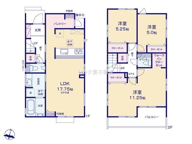 《仲介手数料無料》久喜市栗原４丁目12-5新築一戸建てブルーミングガーデンの間取り