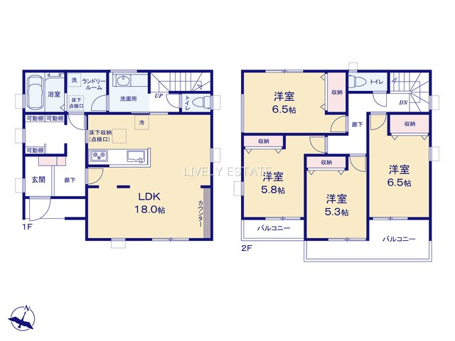 草加市旭町5丁目 新築分譲住宅の間取り