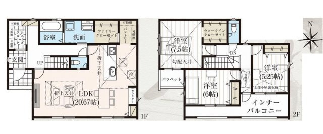 玉村町上飯島2期（全1棟）1号棟の間取り