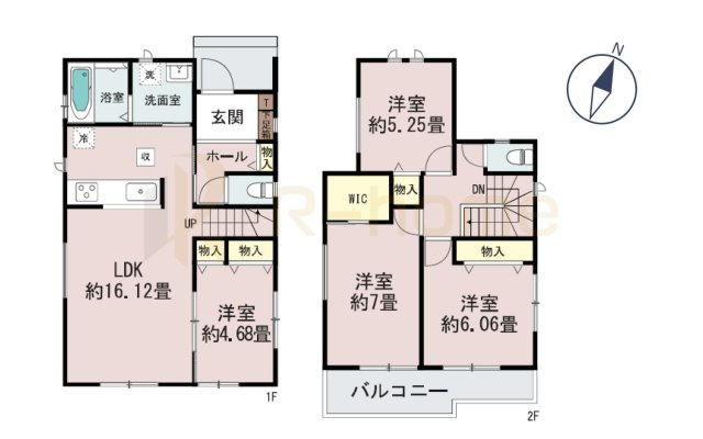 ひたちなか市相金町　新築戸建て　A号棟の間取り|4LDK＋WIC、土地面積252.91m2、建物面積94.81m2