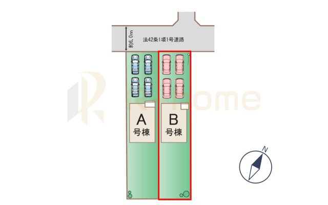 ひたちなか市相金町　新築戸建て　B号棟の区画図|大きなお買い物だからこそ、メリット・デメリットを伝えさせて頂きます。
R-homeにお任せください♪