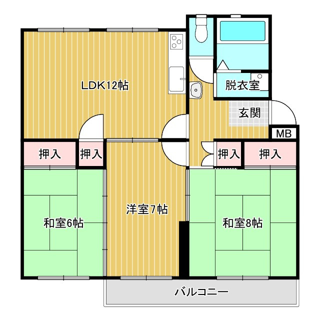 茨木郡山B住宅A-27頭の間取り