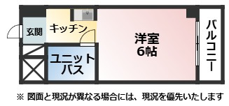 売中古マンション　ダイアパレスステーションサイド静岡2号館の間取り|南向きのワンルームマンションです。