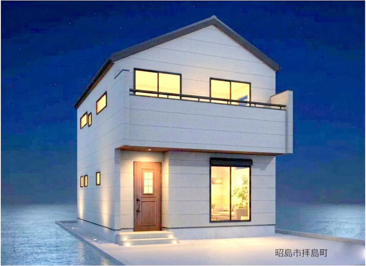 昭島市拝島町１丁目　全５棟　の外観パース|１号棟完成パース。