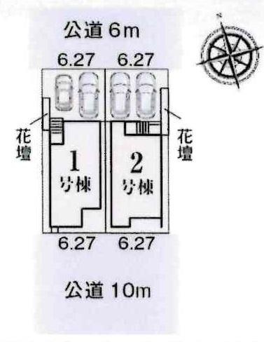岡崎市緑丘　全2棟・2号棟の区画図|2号棟です。