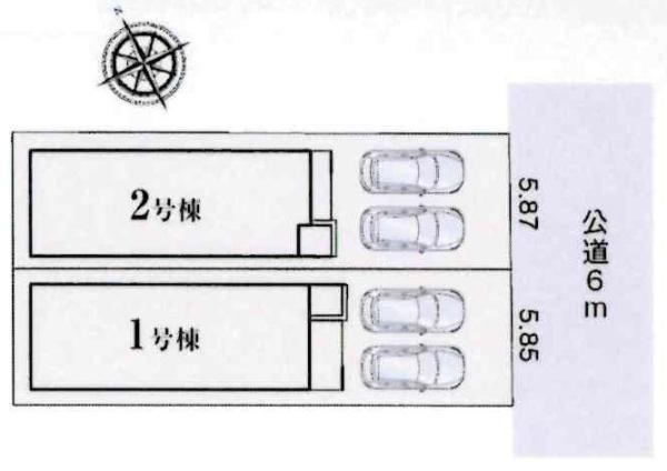 安城市城南町　全2棟・2号棟の区画図|2号棟です。
