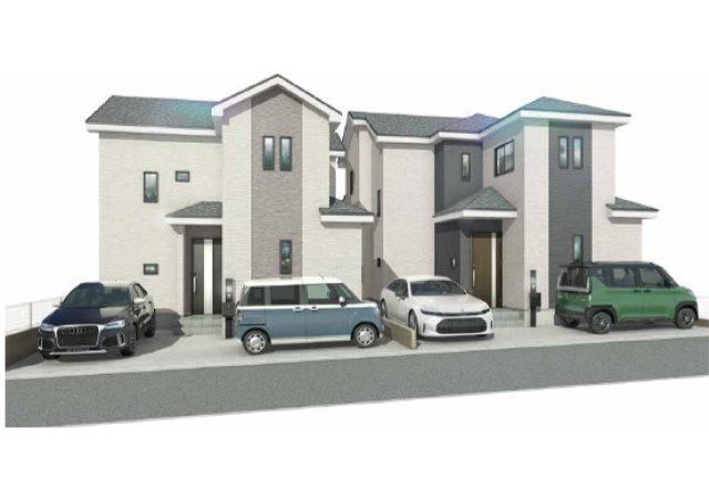 八王子市　富士見町　新築一戸建て　２期の外観パース|～カースペース２台分の４LDK、省エネ性能認定住宅～