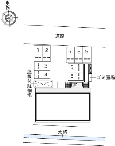 加古川市野口町水足のアパートの区画図