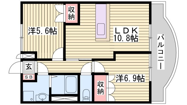 加古川市野口町坂元北３丁目のアパートの間取り
