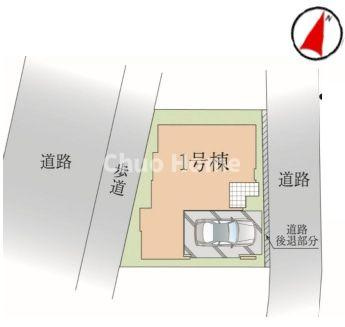 足立区綾瀬1丁目新築分譲住宅の区画図|【区画図】両面道路！