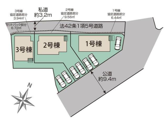 北九州市門司区吉志２丁目の新築一戸建の区画図|北九州市門司区吉志2丁目3棟 … 
