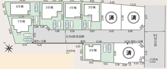【仲介手数料無料】狭山市笹井１０期全９棟３号棟　狭山市の新築なら西武ハウジングの区画図