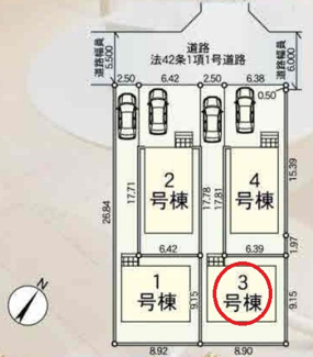 【区画図】 | 国分寺市東戸倉1丁目　全4棟　3号棟　仲介手数料無料 | ３SLDK