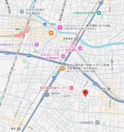 大田区南蒲田３丁目の店舗事務所の地図