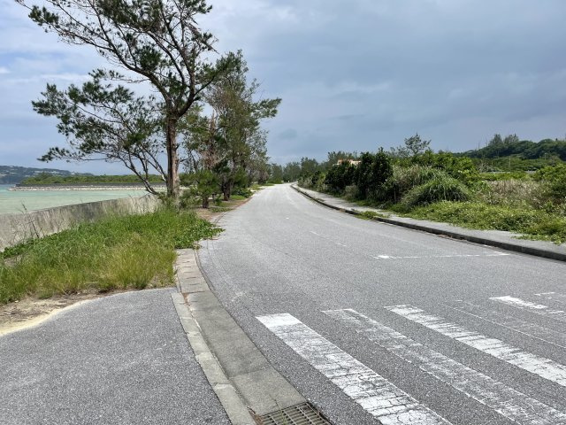 〇海岸沿いオーシャンビュー　今帰仁村土地　の前面道路含む現地写真