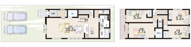 堺市西区堀上緑町　第2期　新築一戸建ての間取り