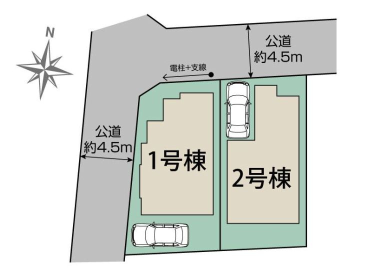 仲介手数料無料　所沢市向陽町・新築全2棟の区画図